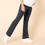 Motherhood Maternity Women's Essential Full Length Secret Fit Over The Belly Flare Pregnancy Yoga Pants, Heather Grey, Medium