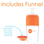 PopYum 9 oz Orange Anti-Colic Formula Making/Mixing/Dispenser Baby Bottles, 2-Pack with #2 Medium Flow Nipples, 260 ml, BPA-Free, Natural Latch