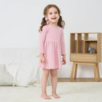 pureborn Baby Girls Dress Long Sleeve Swing Dress Cotton Playwear Dress Casual A-Line Dresses Pink 18-24 Months