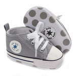 KKIIDDSS Unisex Baby Girls Boys Canvas High-top Shoes, Newborn Infant Anti-Slip Soft Sole Frist Walking Sneakers (A03/Grey,0-6 Months