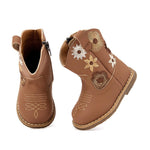 BMCiTYBM Baby Cowboy Boots Infant Cowgirl Western Shoes Brown 18-24 Months