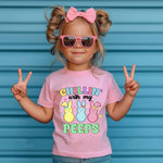 Toddler Girls Easters T-Shirt Chillin with My Peeps Bunny Shirts Short Sleeve Tee for Baby Girls Kids Cotton Tops 7 Years