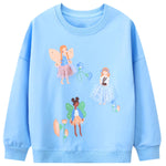 Toddler Girls Sweatshirt Long Sleeve Shirt Spring Fall Winter Clothes Cotton Cute Crewneck Pullover Sweater Top Outfits Clothing Blue Fairy 3t