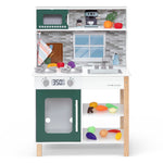Delta Children Tiny Chef Play Kitchen - Toy Kitchen Playset with Realistic Knobs that Turn/Click, Oven, Sink, Microwave and 15 Pieces of Play Food, Green