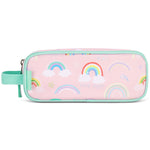 Choco Mocha Girls Pencil Case for Kids, Soft Large Zipper Pencil Pouch for Kids with 2 Compartments Girls Pencil Case for School Rainbow Pencil Bag, Pink