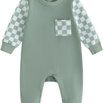 BeQeuewll Newborn Baby Boy Mardi Gras Outfit Infant Sweatshirt Jumpsuit Rompers Babys Spring Carnival Clothes