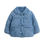 GAP Baby Girls Denim Puffer Jacket Light Wash 6-12M