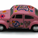 KiNSMART 1967 Volkswagen Classical Beetle w/Peace Love Decals Pink 5" 1:36 Scale Die Cast Metal Model Toy Car w/Pullback Action