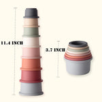 ZYFLSQ Stacking Cups Baby Toy, Nesting Cups 8 Pcs with Pattern for Kid Baby 6 Months and Up Montessori Bath Toys