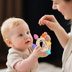 VTECHOLOGY Baby Teething Rings Toys for 0-6 6-12 Months Baby Rattle Teether Sensory Toys for Babies 0-24Months Silicone Teether Relief Chew Soothing Sore Gums for Newborn Infant Essentials BPA Free