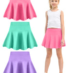 Toddler Skirt Little Girls Athletic Uniform Skorts Golf Outfit Cheer Tennis Skirts with Shorts Green+Light Purple+Peach5-6Y