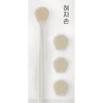 DEARCUS Tongue Scraper with 3 Replaceable Heads for Up to 9 Months - Soft BPA-Free TPE Tongue Cleaner, Designed to Reduce Gag Reflex, Helps Freshen Breath & Remove White Coating (White)
