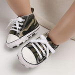 KKIIDDSS Unisex Baby Girls Boys Canvas High-top Shoes, Newborn Infant Anti-Slip Soft Sole Frist Walking Sneakers (A03/Army Green,0-6 Months)