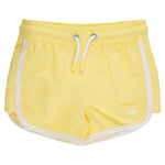 RuffleButts Girls UPF50+ Cover-Up Board Shorts - Banana, 2T