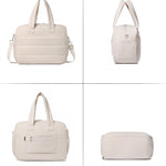 Diaper Bag with Breast Pump Laptop Compartment, Puffer Quilted Tote Bag with Baby Changing Pad Stroller Buckle Straps