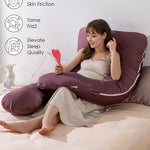 QUEEN ROSE Pregnancy Pillow, U Shaped Full Body Pillows for Sleeping Support, 55 Inch Maternity Pillow for Pregnant Women, Sateen Purple
