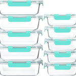 [10-Pack] Glass Meal Prep Containers with Lids, MCIRCO Food Storage Containers with Snap Locking Lids, Airtight Lunch Containers, Microwave, Oven, Freezer and Dishwasher