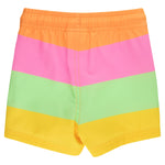 RUGGEDBUTTS Boys UPF50+ Stretch Swim Trunks - Neon Citrus Color Block, 3-6m