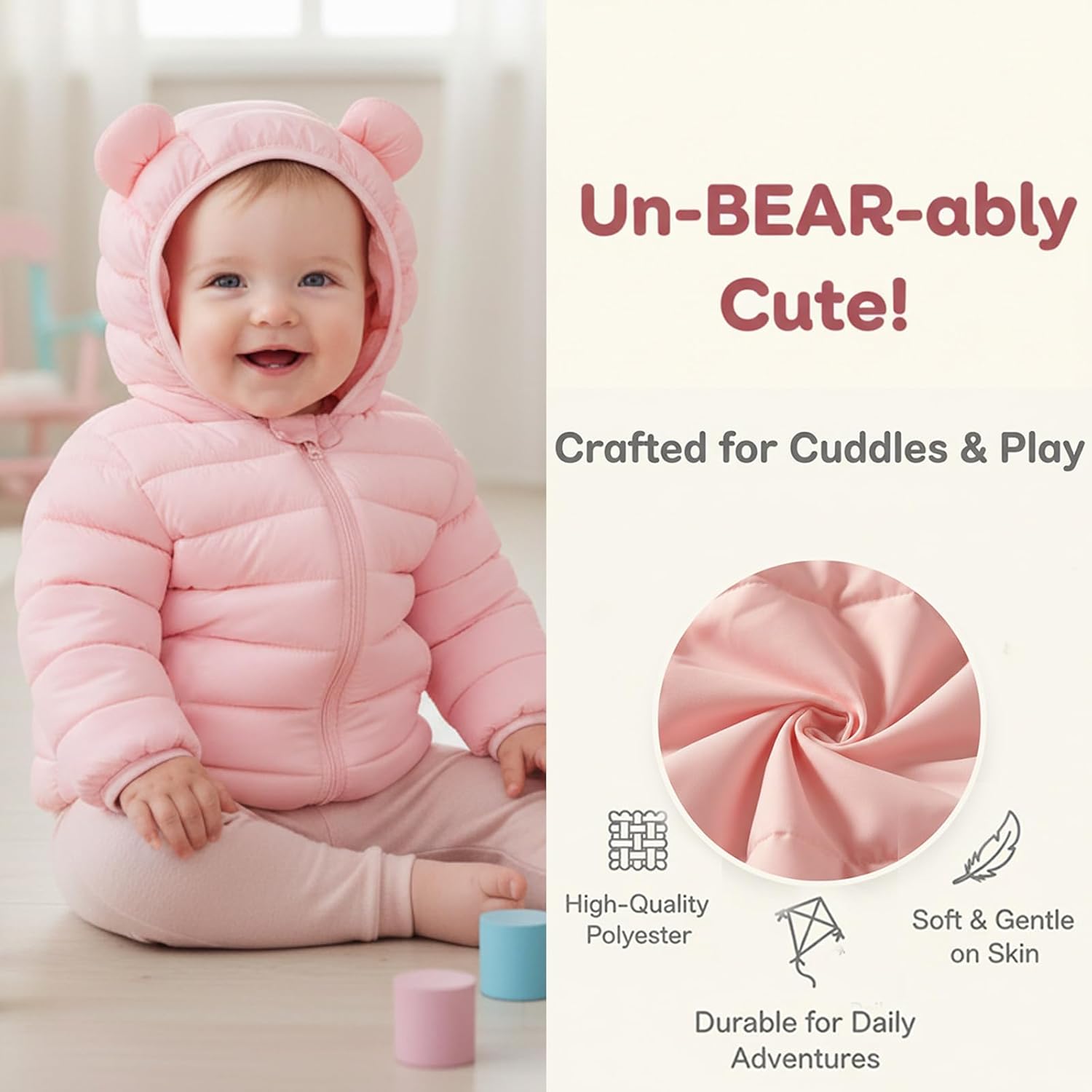 Baby Boys Girls Winter Fall Coats for Kids Toddler Light Puffer Down Jacket with Hoods Infants Padded Outerwear Dark Blue 6-12 Months