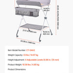 VEVOR Baby Changing Table, Foldable Diaper Change Station with Side Basket, Adjustable Height Changing Table with Lockable Wheels, Multi-Functional Nursery Storage Organizer, Gray