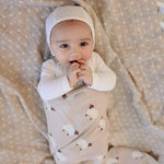 Baby Swaddle Blanket - 100% Luxury Cotton Knit Soft Cozy Lightweight Unisex Receiving Stroller Quilt Blanket for Shower Gift Registry for Newborns Infants Toddlers (Sheep - Khaki)