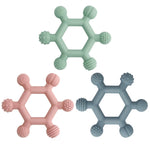 Meartchy 3 Pack Baby Teething Toys, BPA-Free Silicone Baby Teether Toys Teething Relief, Chew Toy for Babies 6-24 Months (Green & Blue & Pale Pink)