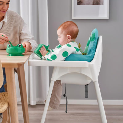 Highh-Chair with Tray, White/White