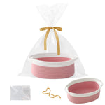 Gift Basket with Gift Bag and Ribbons,Small Rope Woven Shelf Storage,Baskets for Gifts Empty,Birthday,Shower,Decorative Organizer Box for Cat Dog Pet with Handles(White)