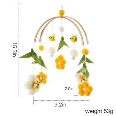 OESSUF Baby Mobile for Crib Crib Nursery Mobile for Boys Girls Boho Bee Flower Nursery Decor Soothe Toy Baby Shower Set for Infant Bedroom Hanging Decoration Toy(Bee)