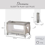 Hauck Sleep N Play Go Plus Portable Baby Travel Cot with Wheels, Mattress, Large Viewing Windows, and Side Exit for Babies and Toddlers, Beige