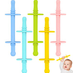 Fu Store Hollow Teether Tube Chew Straw Toy for Infant Toddlers Silicone Tubes Teething Toys for Babies 3-12 Months BPA Free/Freezable/Dishwasher and Refrigerator Safe (5 Pack)