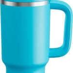 40 oz Tumbler with Handle and Straw: Stainless Steel Insulated Tumbler Keeps Cold for 24 Hours, Leakproof Travel Cup Fits in Cup Holder and BPA-Free, Cotton Candy