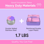 OmieBox Bento Box for Kids - Insulated Bento Lunch Box with Leak Proof Vacuum Insulated Food Jar - 3 Compartments, Two Temperature Zones (Unicorn Pink)