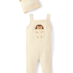 Gymboree,Unisex Kids,and Newborn Overall 2 Piece Pant Set,Vanilla Baby Hedgehog,6 Months,9 Months