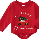 My First Christmas Outfits Romper Infant Baby Boy Girl Xmas Tree Onesie Bubble Sweatshirt Bodysuit Holidays Clothes