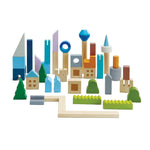 PlanToys® Urban City Blocks Wooden Montessori Construction Set | Imagination, Creative Play and Early Language Exploration | Eco Friendly Building Block Set with 45 Pieces