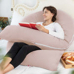 Meiz Pregnancy Pillows, Cooling Pregnancy Pillows for Sleeping, Maternity Pillow for Pregnant Woman, 65" Pregnant Pillows for Sleeping with Cooling Jersey Cover, Apricot