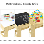 Costzon Kids Table and Chair Set, 3 in 1 Wooden Activity Table with Storage Drawer, Detachable Tabletop for Children Drawing Reading Art Craft, Playroom, Nursery, Toddler Table and Chair Set, Natural