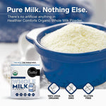 Healthier Comforts Organic Whole Milk Powder | Certified USDA Organic Powdered Milk | Kosher, Gluten Free, Non-GMO Dry Milk Powder Whole Milk | Dried Milk w/ Resealable Packaging, Shelf Stable Milk 21oz