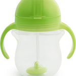 Munchkin Any Angle Sippy Cup for Toddlers, Spill Proof Weighted Straw Cup with Transition Handles for Babies 6 Months and Up, 7 Ounce, Green