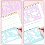 Template for Drawing,4 Pack Clear Ruler Animal-Shaped Stencils Drafting Tools Set Stencil Maker Rulers,Rulers for Kids,Measuring Templates Rulers for Office,School,Drawing