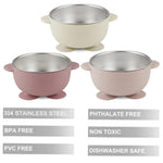 PandaEar 3 Pack Stainless Steel Baby Suction Bowls, Non-Slip Child Food Bowl with Silicone Sleeve for Kids Toddlers Infants, Unbreakable & Mess Free (Pink)