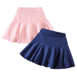 Neutocd Toddler Little Girls Skirts Skorts Elastic Flared Plain Pleated Tennis Skater Skirts for Girls Kids Built in Shorts Pink/Blue