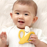 Itzy Ritzy Banana-Shaped Baby Teether with Handles – Silicone Teether for Babies with Easy-Grab Handles and Textured, Teethable Surfaces - Baby Teething Toy for 3 Months & Up (Banana)