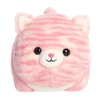 Aurora Adorable Spudsters Taylor Pink Tabby Stuffed Animal - Round Shape Makes For Comforting Cuddles - Perfect for Decorating Rooms and Valentine's Day - 10.5 Inches