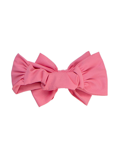 RuffleButts Girls UPF50+ Shimmer Swim Bow Headband - Rose, One Size