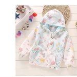 Feidoog Kids Baby Toddler Girls Cartoon Spring Fall Outerwear Windbreaker Zipper Hooded Jackets Coat,White,3-4T