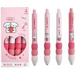 MOZXIRZ 4 Pcs Cute Gel Pens Aesthetic Retractable Pens Cartoon Soft Grip Pen 0.5mm Black Ink Pen Kawaii Office School Pens Supplies for Women Men (Pink Puppy)