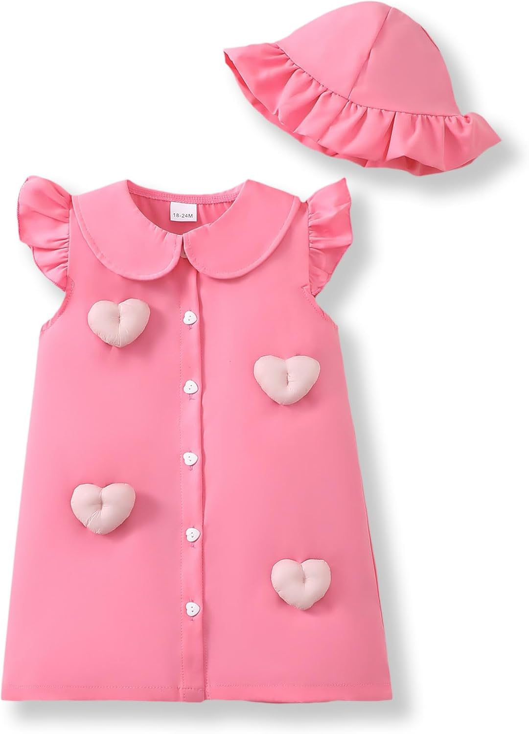 Renotemy Infant Baby Girl Dresses Toddler Girl Clothes Summer Cotton Linen Boho Smocked Sundress Gift for Girls with Hat