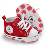 KKIIDDSS Unisex Baby Girls Boys Canvas High-top Shoes, Newborn Infant Anti-Slip Soft Sole Frist Walking Sneakers (A01/Red,6-12 Months)